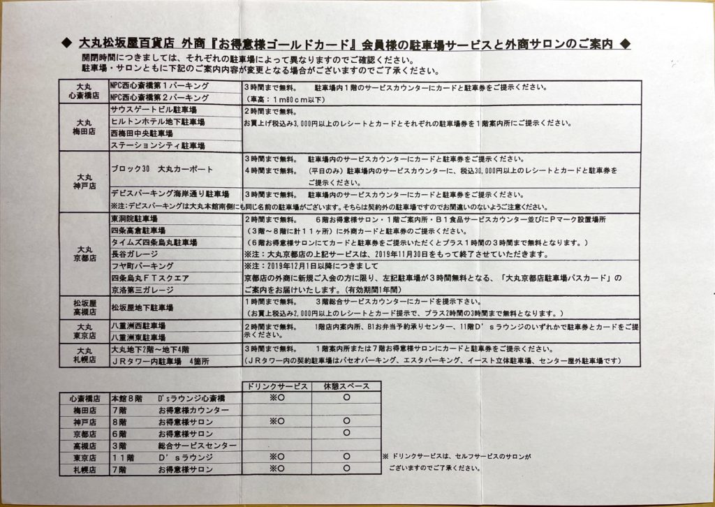大丸松坂屋外商駐車場サービス